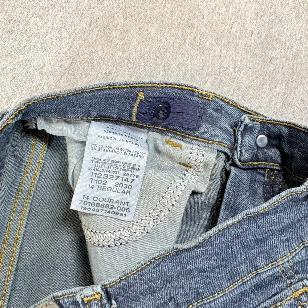 Wrangler Classic Straight Jeans Boys 14 Blue Denim Adjustable Waist